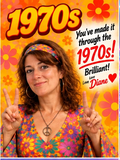 Diane celebrating the 1970s