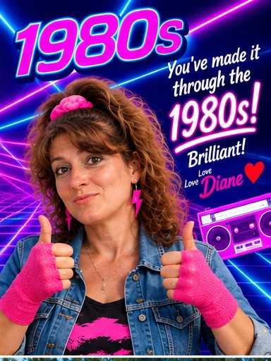 Diane celebrating the 1980s